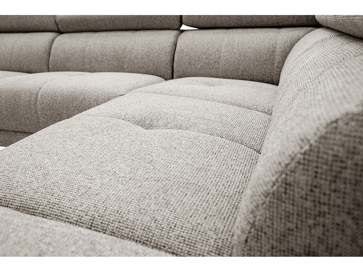 FIERO Ecksofa 5-Sitzer rechts mit verstellbare Kopfstützen, taupe