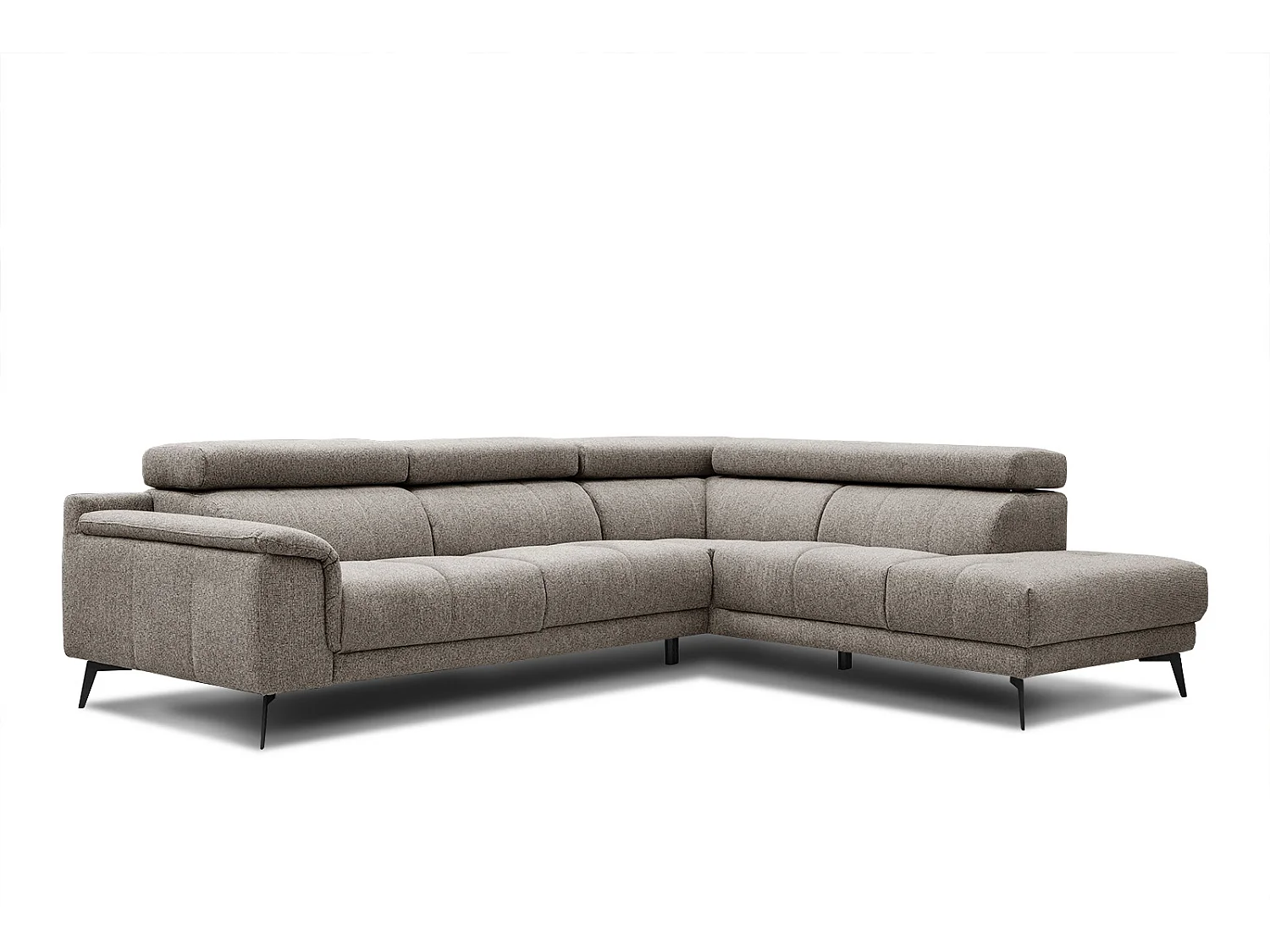 FIERO Ecksofa 5-Sitzer rechts mit verstellbare Kopfstützen, taupe