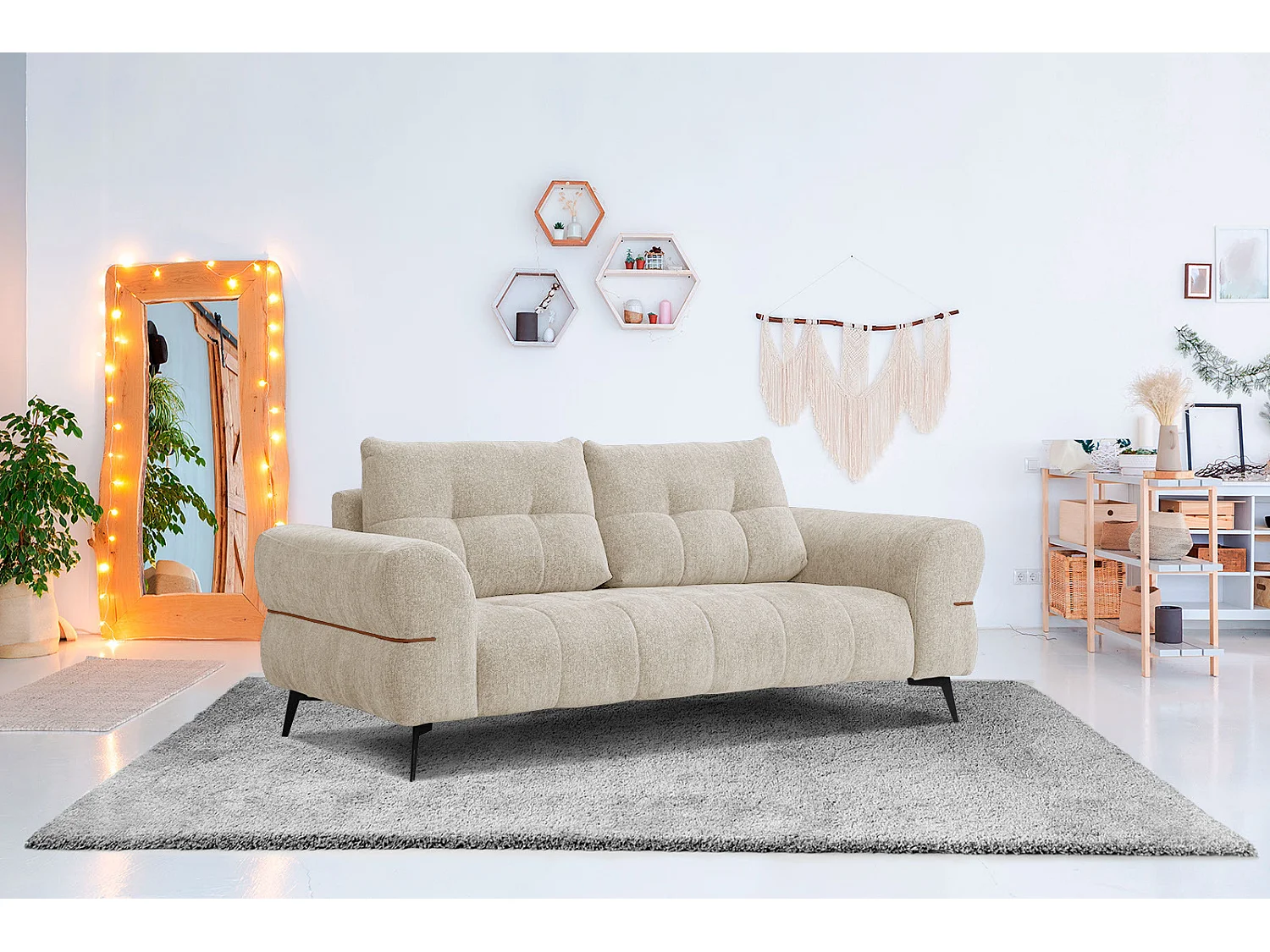 SALVINI Sofa 3-Sitzer, ecru