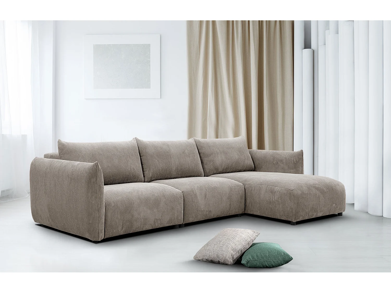 TAUER Ecksofa 5-Sitzer rechts, taupe