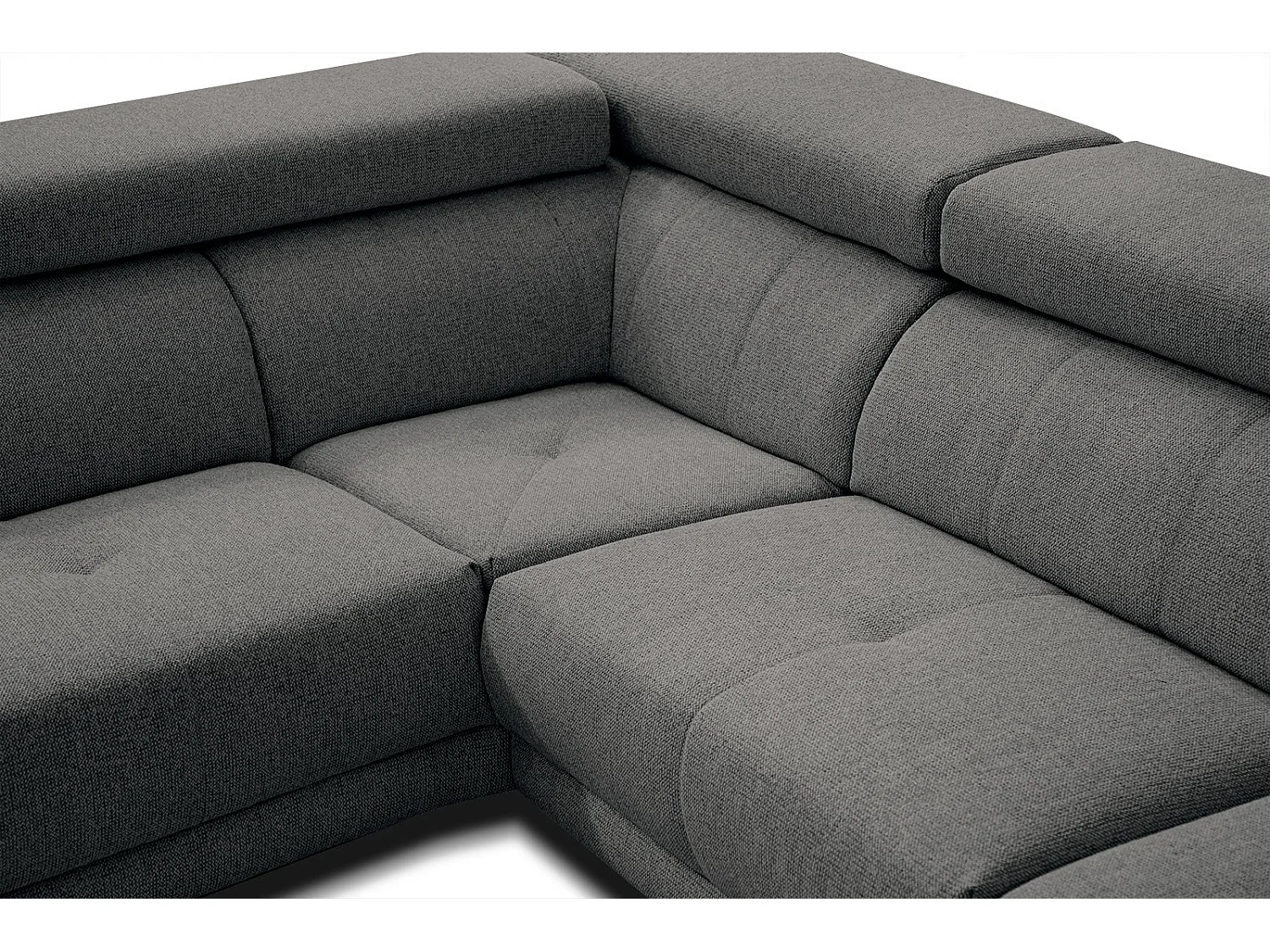 MORELLO Ecksofa 5-Sitzer links mit verstellbare Kopfstützen, dunkelgrau