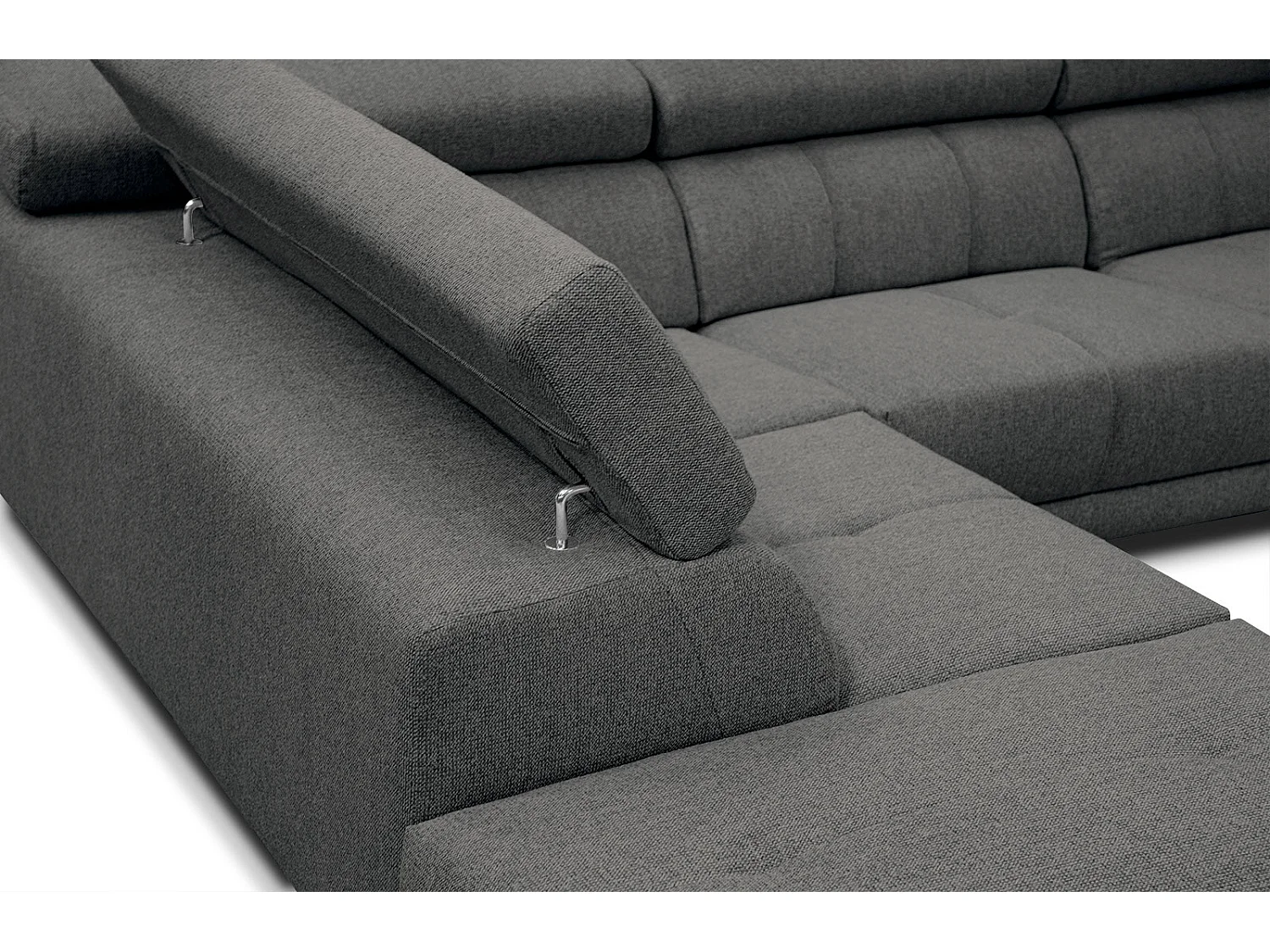MORELLO Ecksofa 5-Sitzer links mit verstellbare Kopfstützen, dunkelgrau