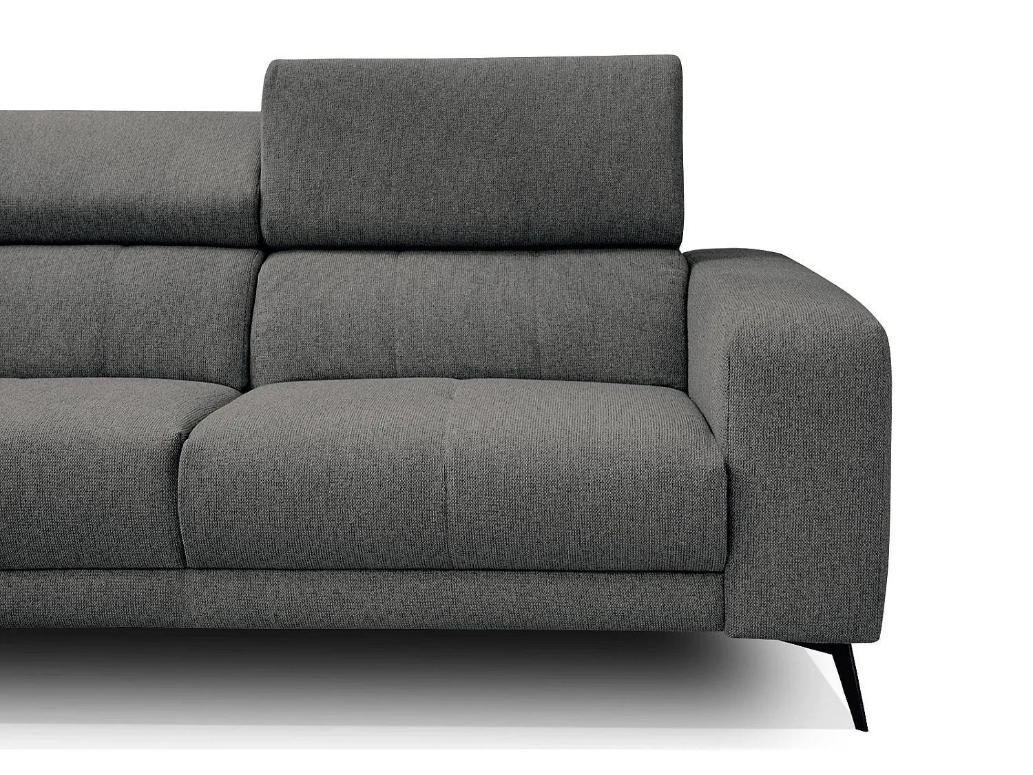 MORELLO Ecksofa 5-Sitzer links mit verstellbare Kopfstützen, dunkelgrau