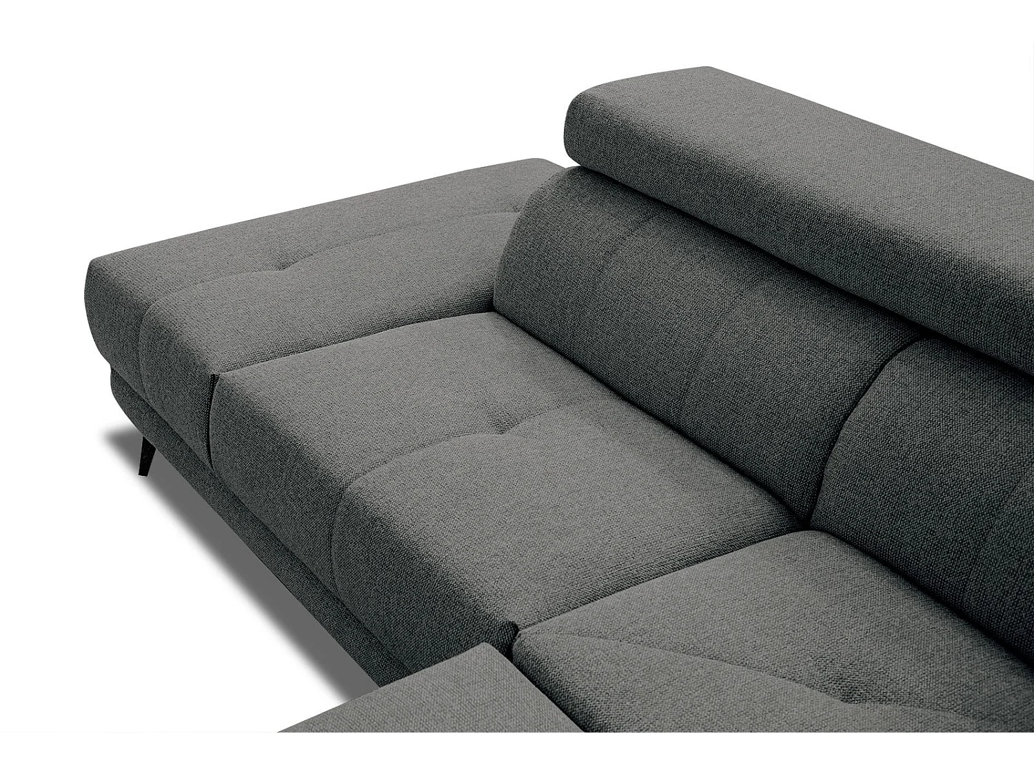 MORELLO Ecksofa 5-Sitzer links mit verstellbare Kopfstützen, dunkelgrau