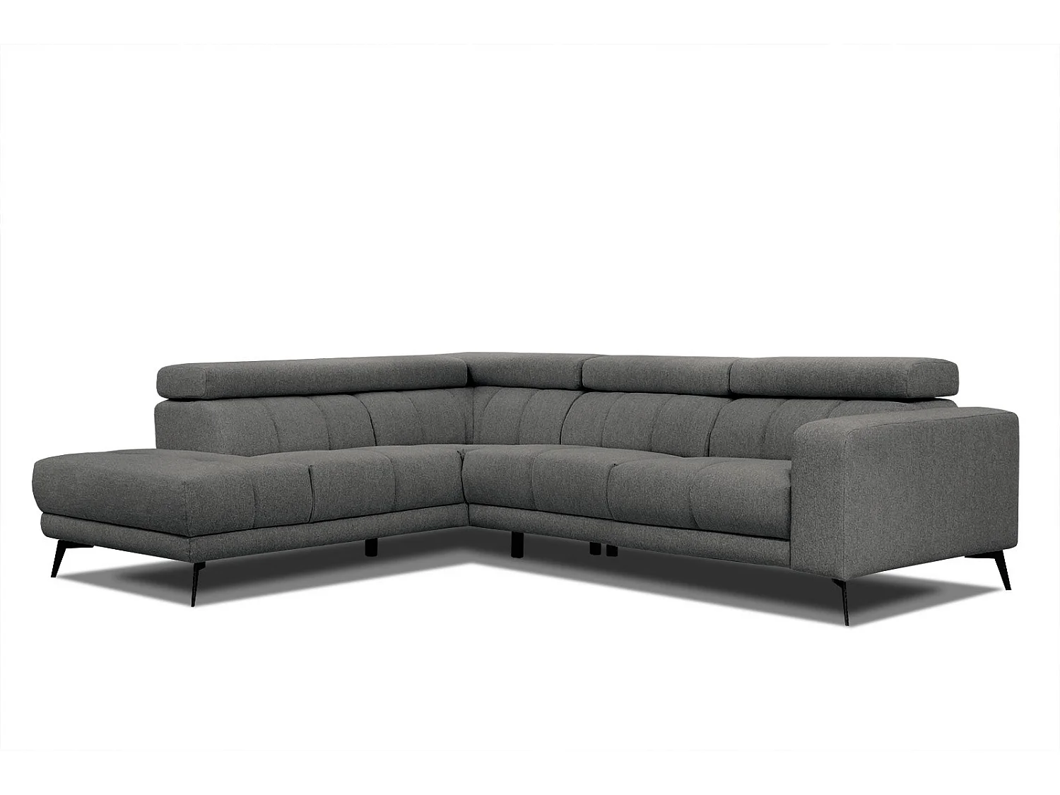 MORELLO Ecksofa 5-Sitzer links mit verstellbare Kopfstützen, dunkelgrau