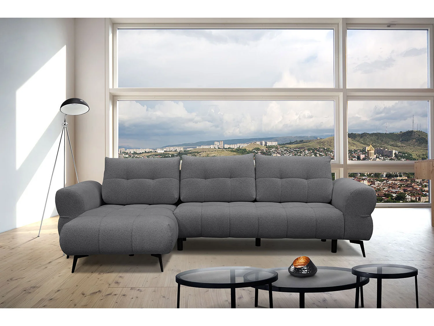 SALVINI Ecksofa 4-Sitzer links, graphit