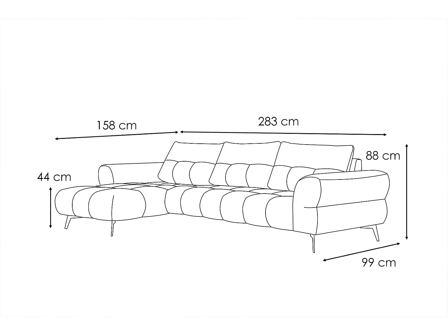 SALVINI Ecksofa 4-Sitzer links, graphit