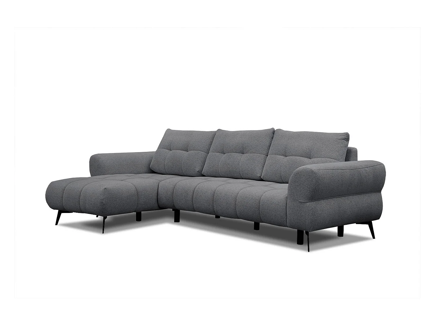Canapé d'angle gauche Salvini 4 places tissu gris foncé