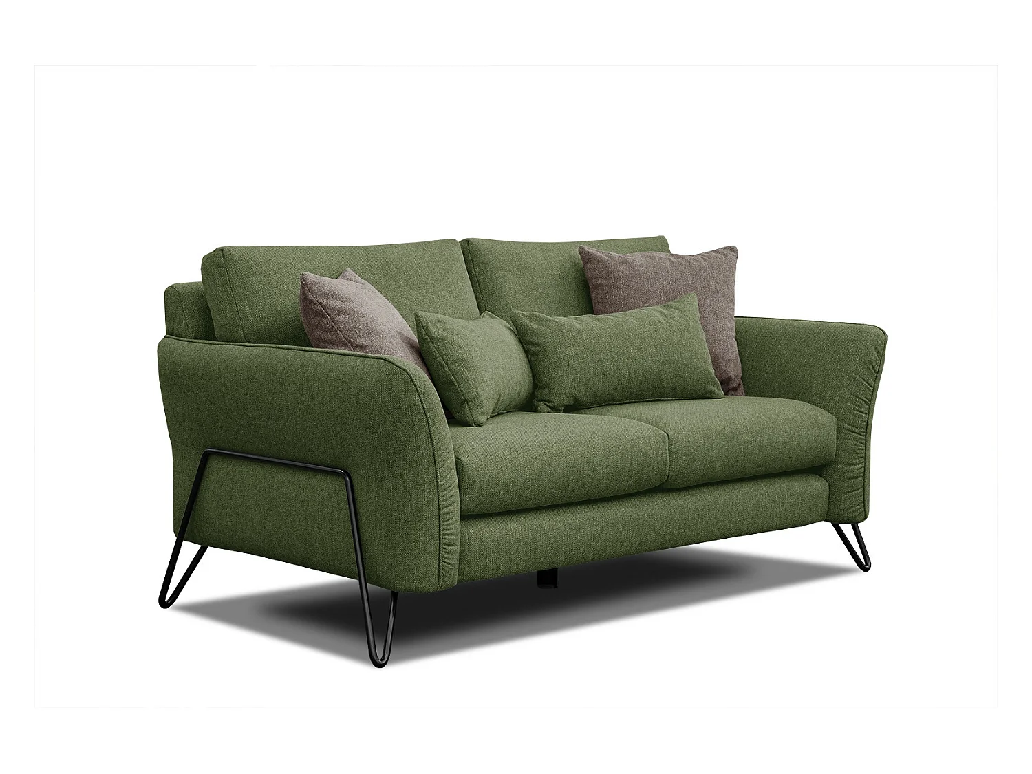 Canapé droit 2 places tissu vert LOREM
