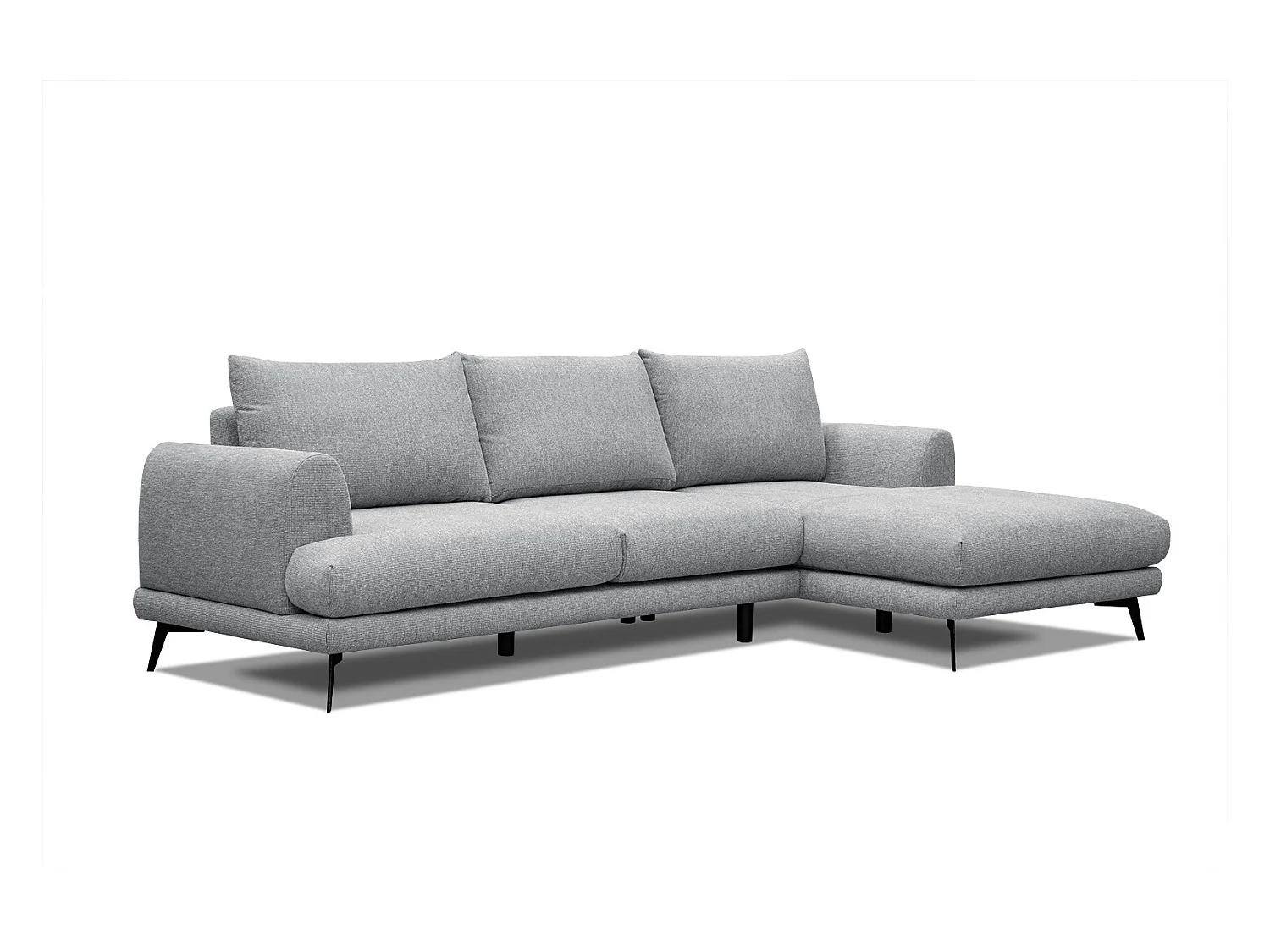 Canapé d'angle droit 4 places tissu gris clair - ADRIA