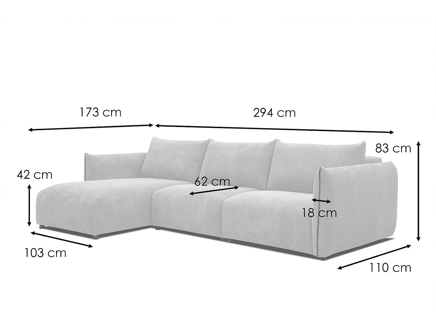TAUER Ecksofa 5-Sitzer links, olive