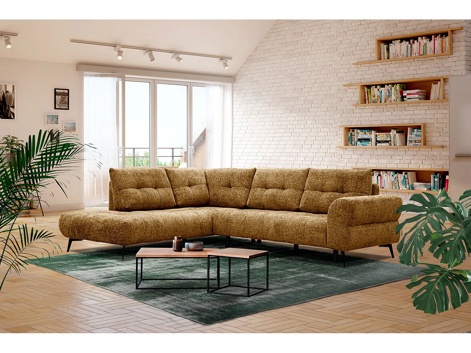 SALVINI Ecksofa 5-Sitzer links, senfgelb