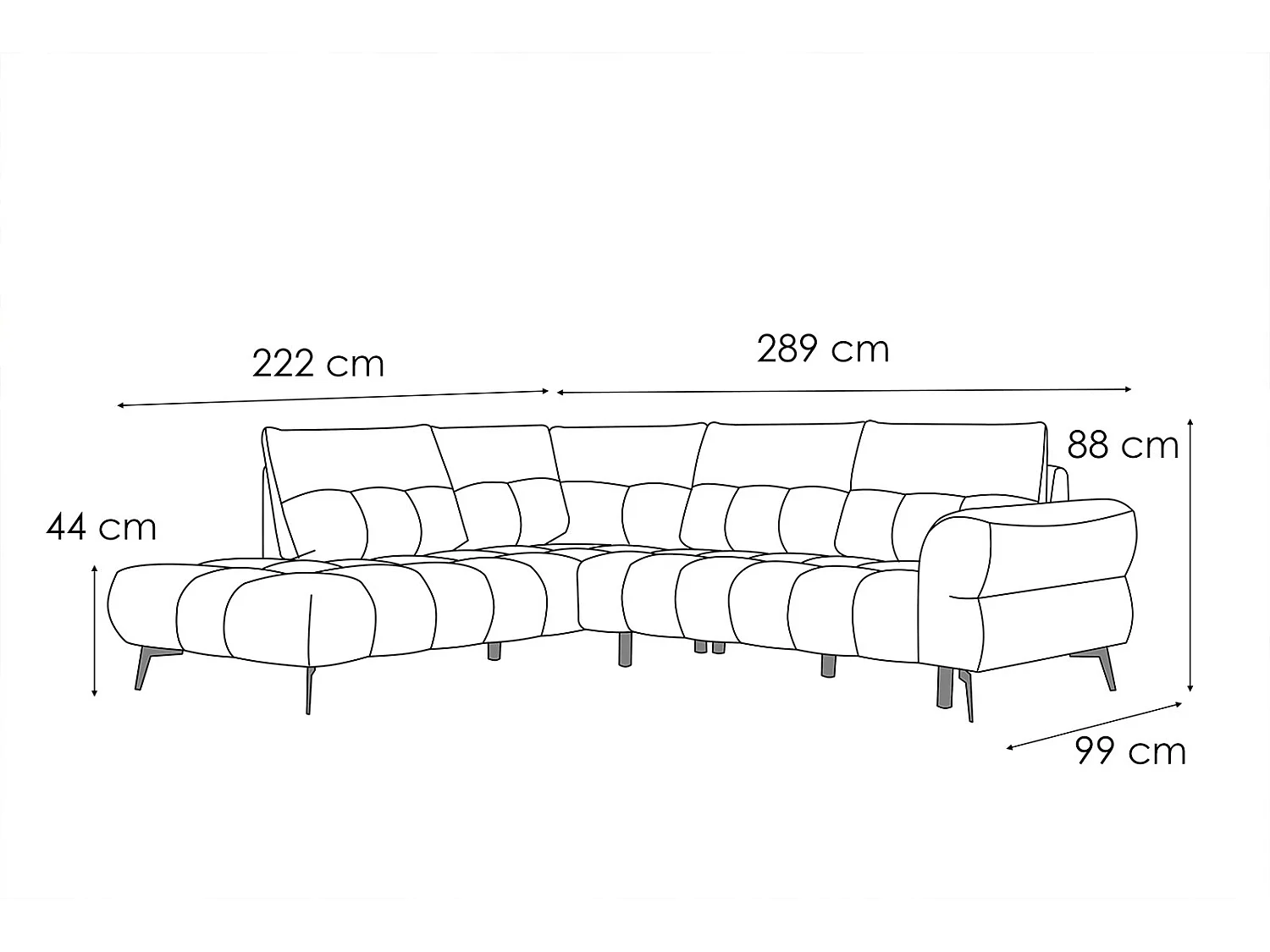 SALVINI Ecksofa 5-Sitzer links, senfgelb