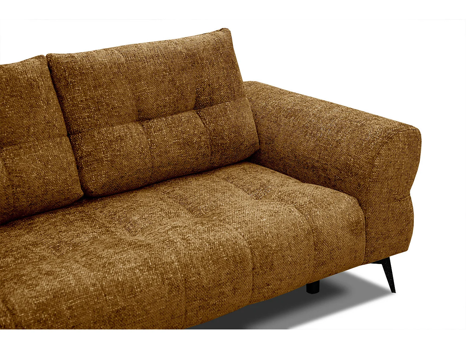 Canapé d'angle gauche 5 places tissu doré