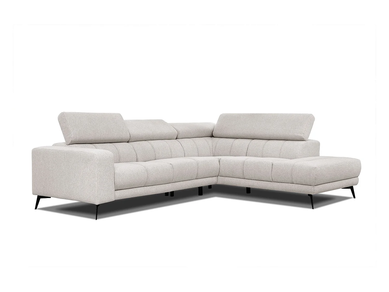 MORELLO Ecksofa 5-Sitzer rechts mit verstellbare Kopfstützen, creme
