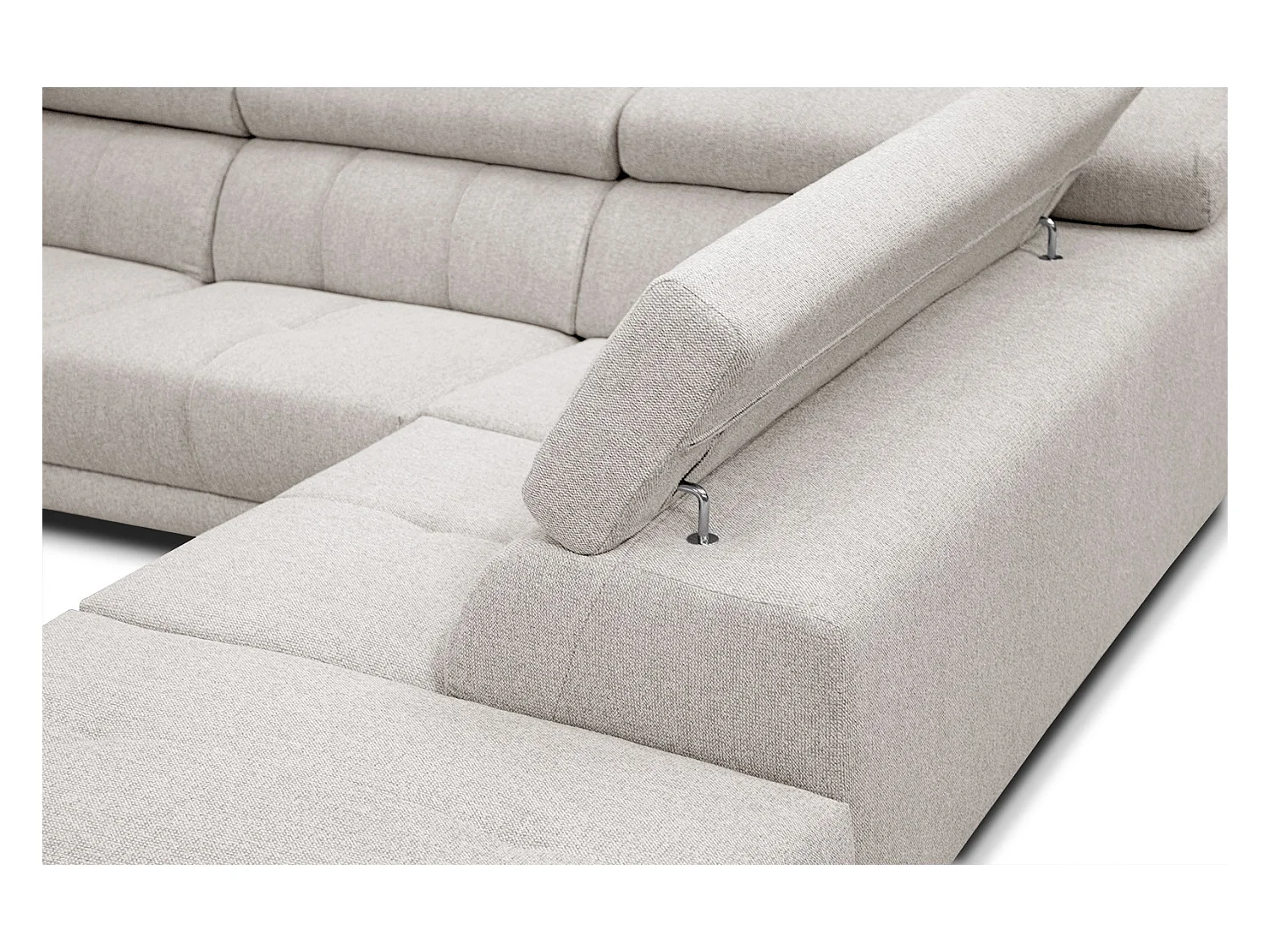 MORELLO Ecksofa 5-Sitzer rechts mit verstellbare Kopfstützen, creme