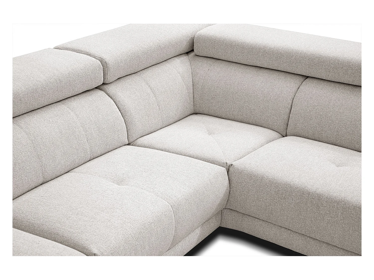 MORELLO Ecksofa 5-Sitzer rechts mit verstellbare Kopfstützen, creme