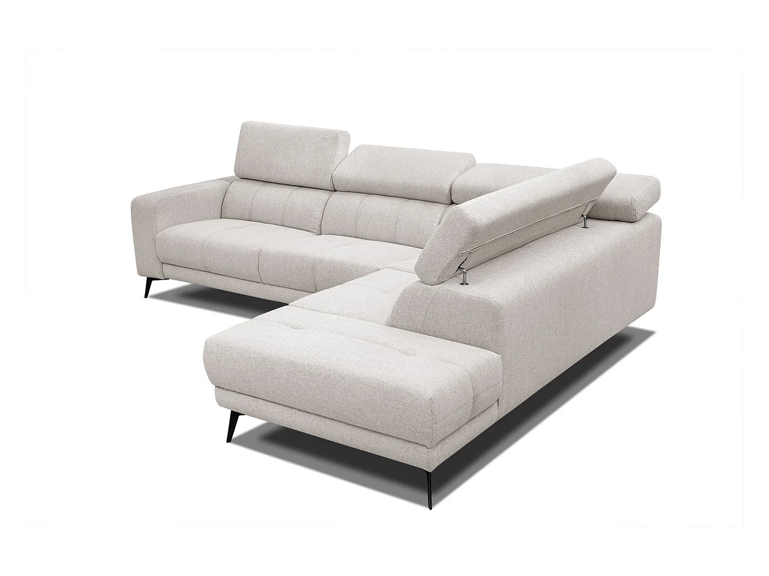 MORELLO Ecksofa 5-Sitzer rechts mit verstellbare Kopfstützen, creme