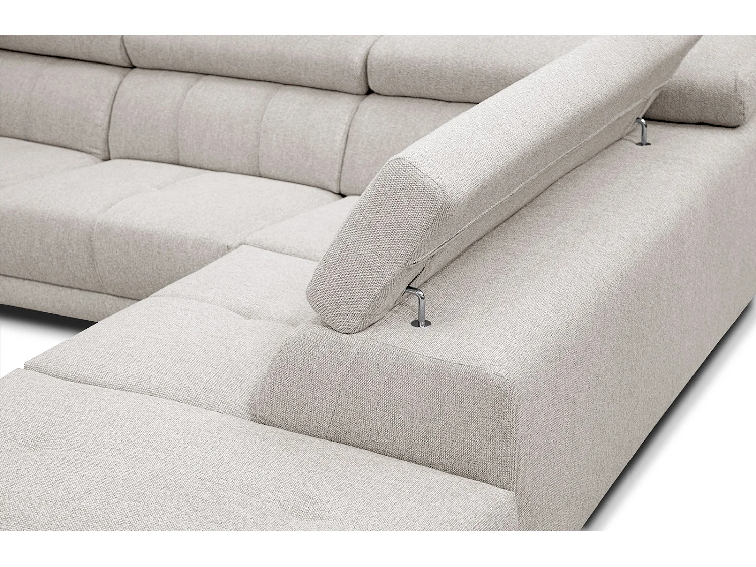 MORELLO Ecksofa 5-Sitzer rechts mit verstellbare Kopfstützen, creme