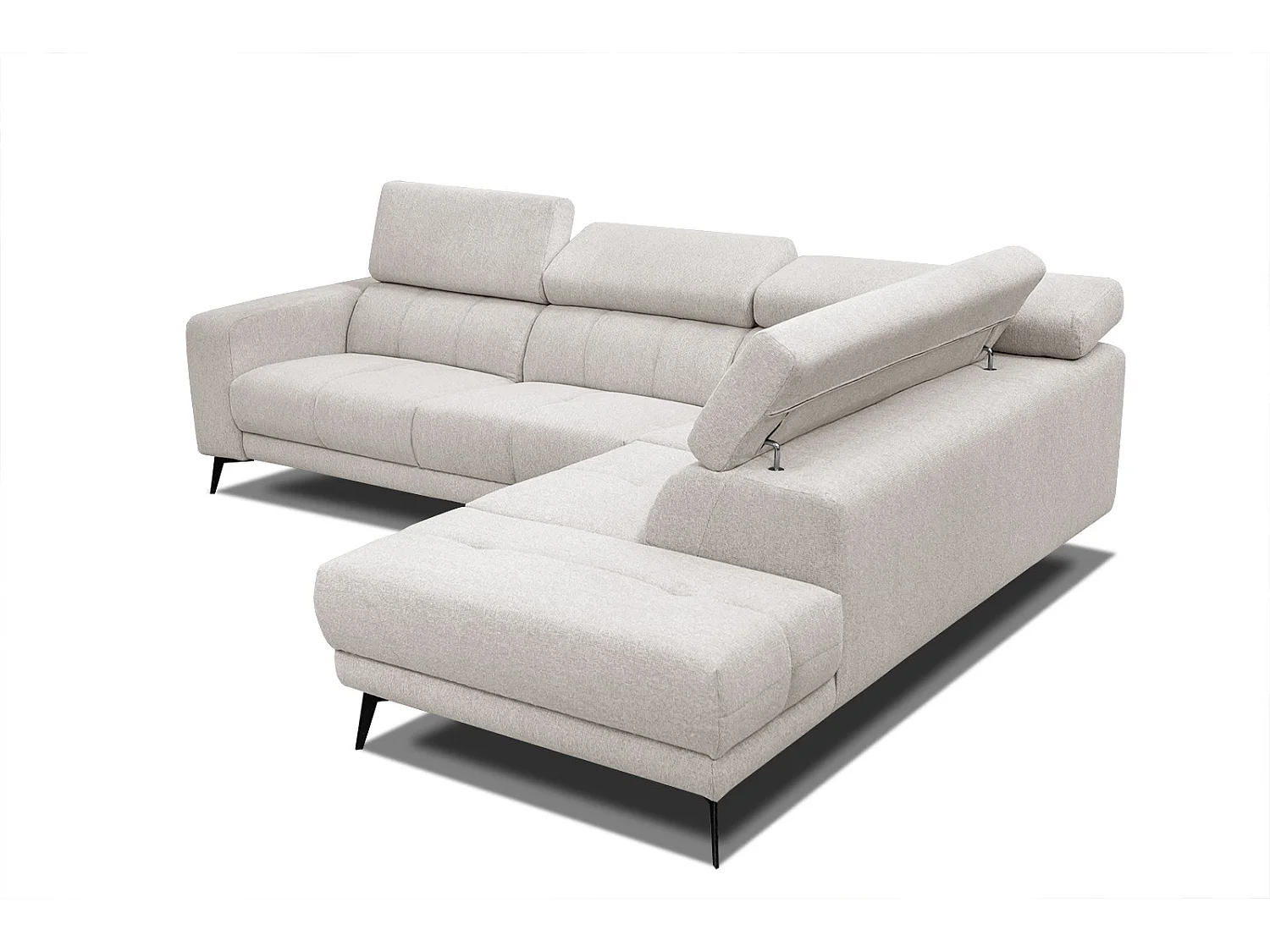 MORELLO Ecksofa 5-Sitzer rechts mit verstellbare Kopfstützen, creme