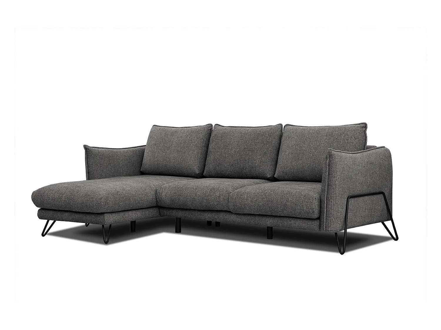 Canapé d'angle gauche 4 places tissu gris foncé HOSTEN