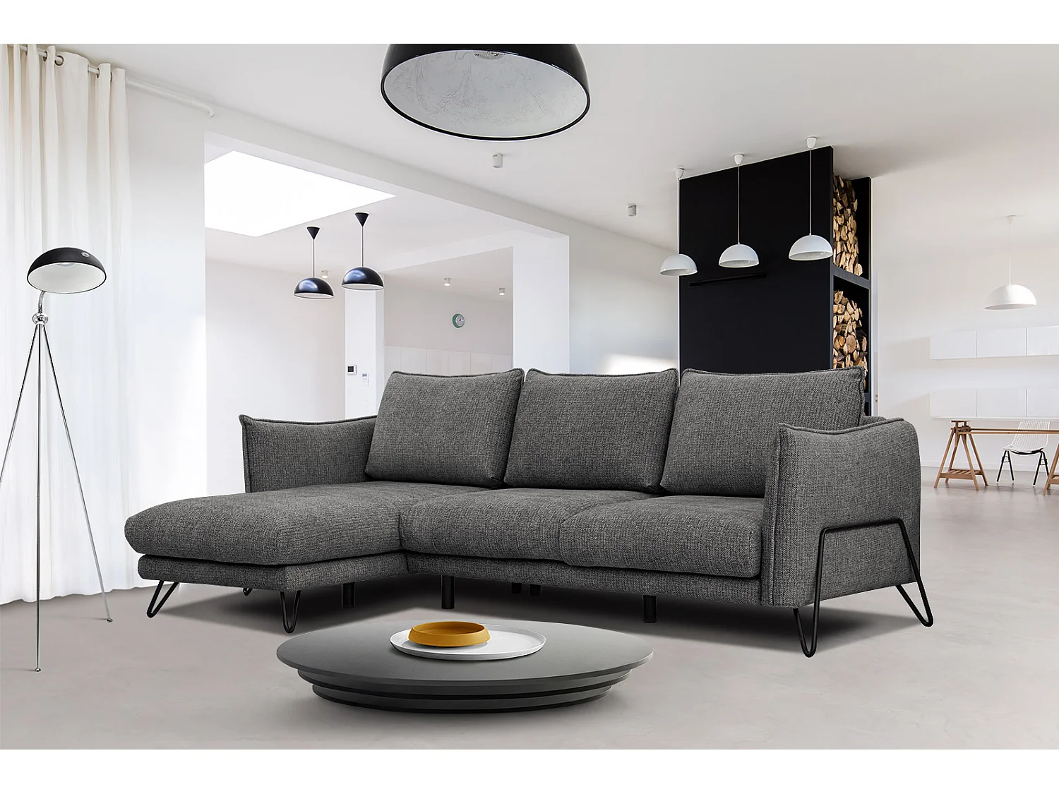 HOSTEN Ecksofa 4-Sitzer links, anthrazit