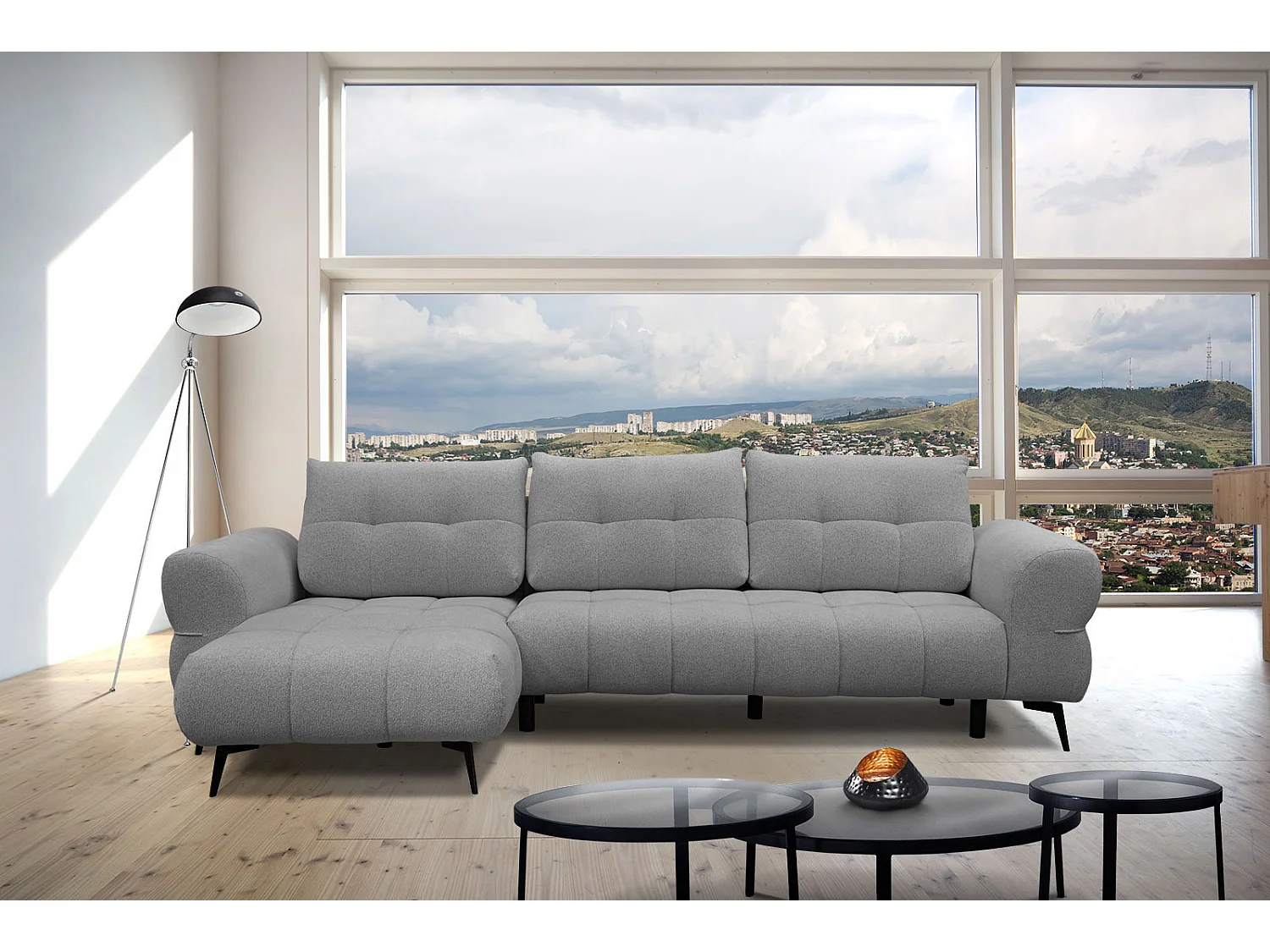 SALVINI Ecksofa 4-Sitzer links, grau