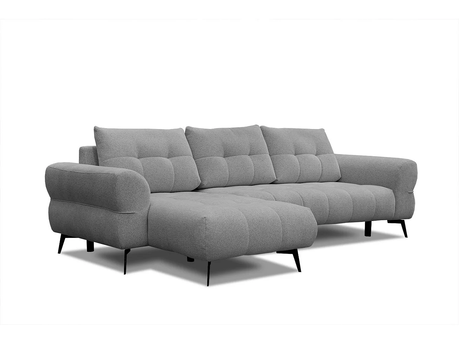 Canapé d'angle gauche Salvini 4 places tissu gris moyen