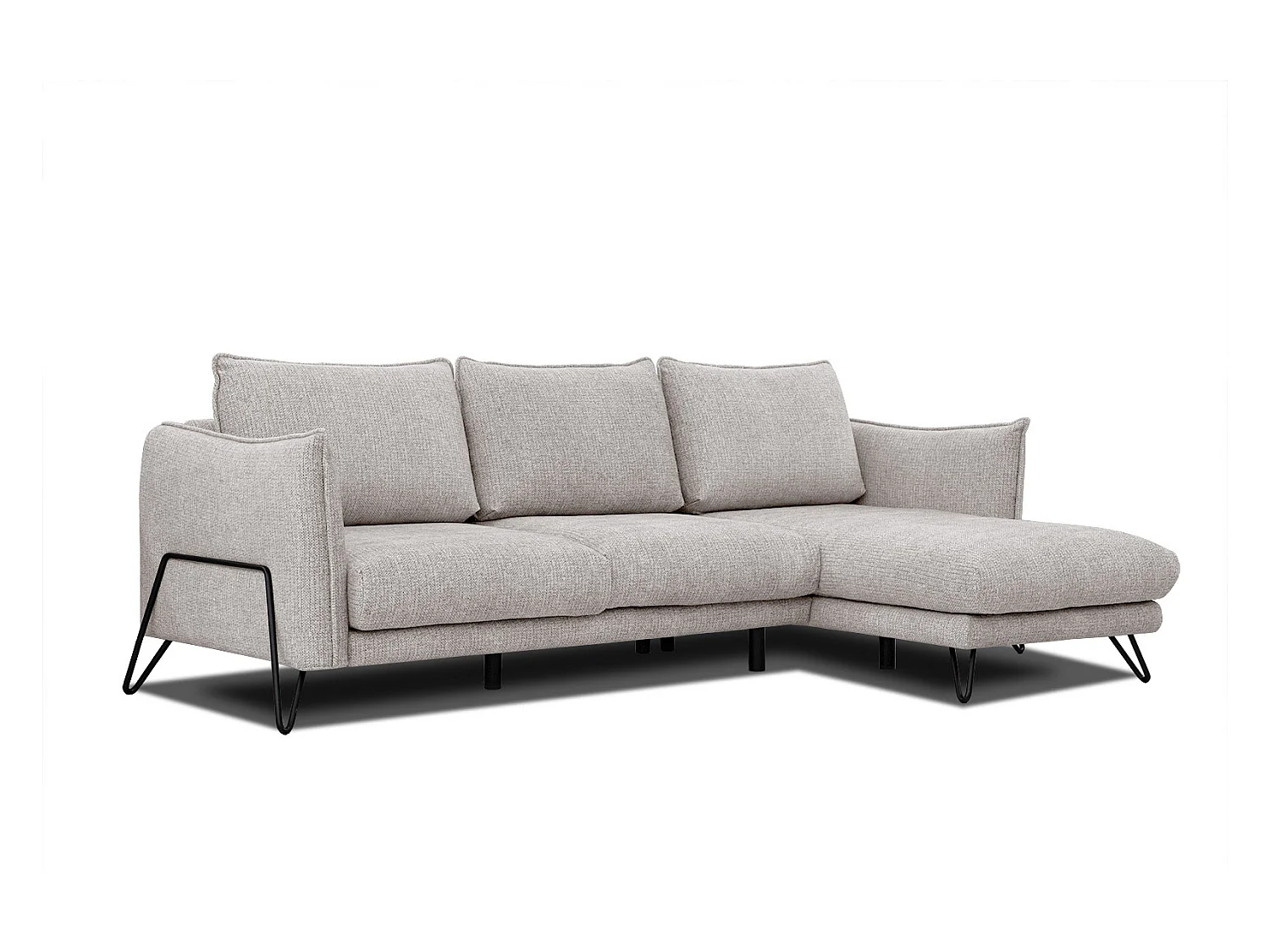 Canapé d'angle droit 4 places tissu beige HOSTEN