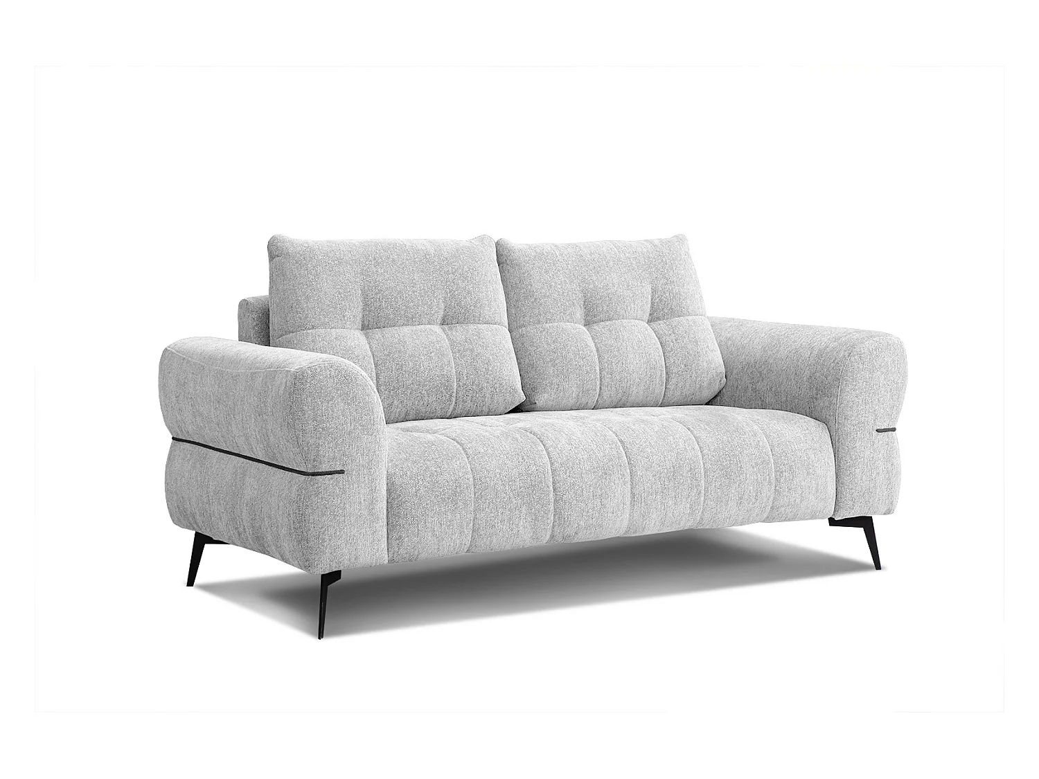 Canapé droit 3 places tissu gris clair - Salvini