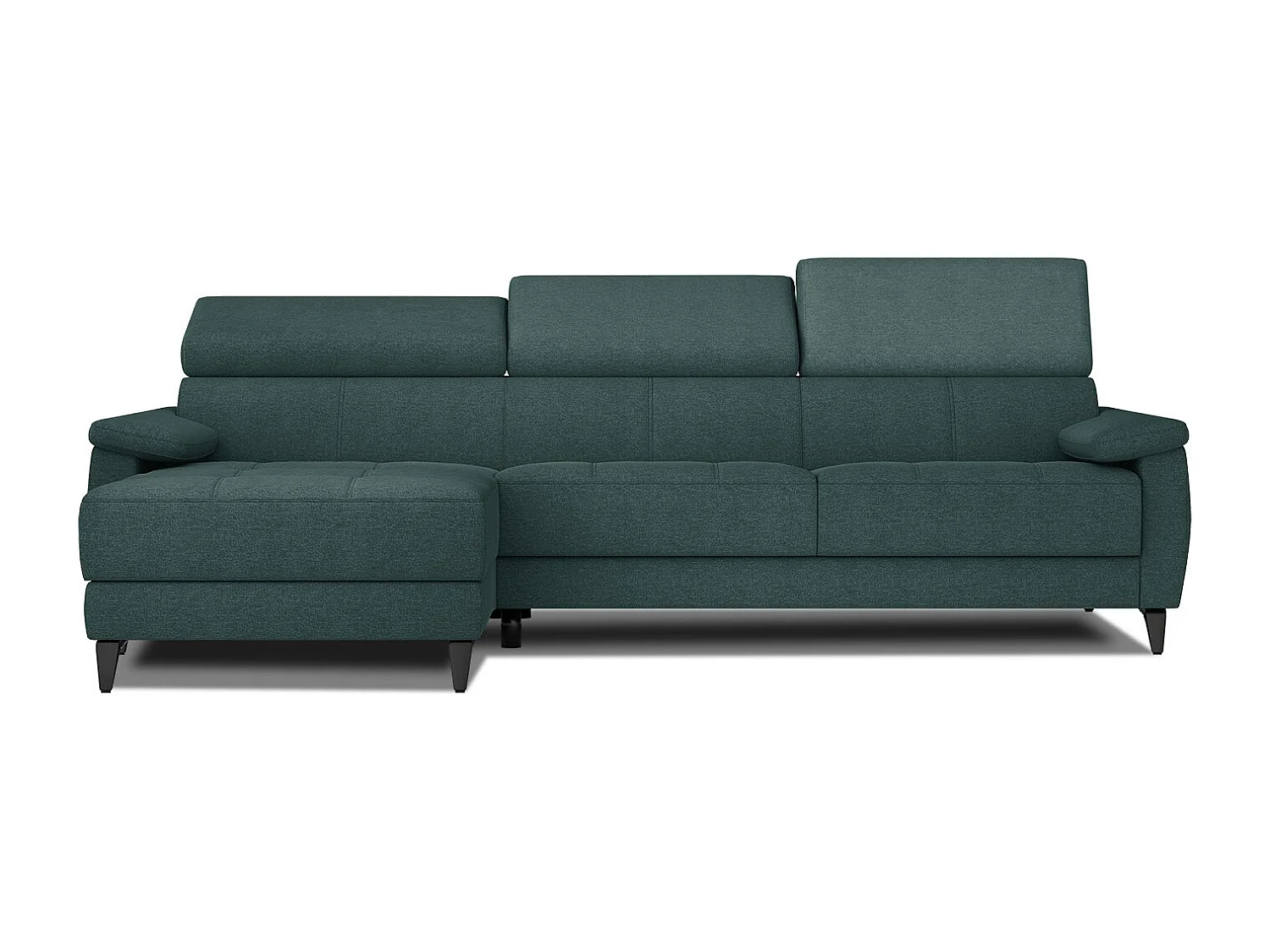 TAUNUS Ecksofa 4-Sitzer links mit verstellbare Kopfstützen, smaragdgrün