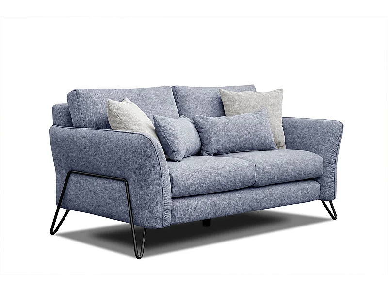 Canapé droit 2 places tissu bleu clair LOREM