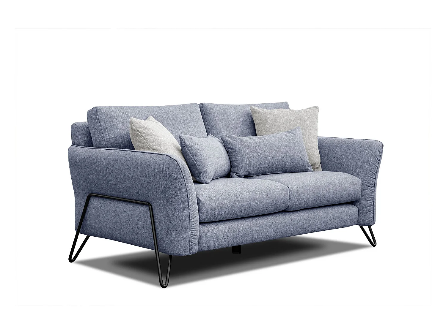 Canapé droit 2 places tissu bleu clair LOREM