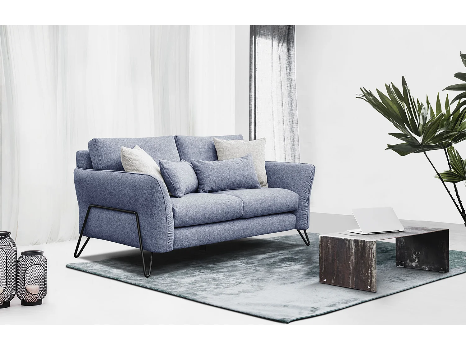 LOREM Sofa 2-Sitzer, hellblau