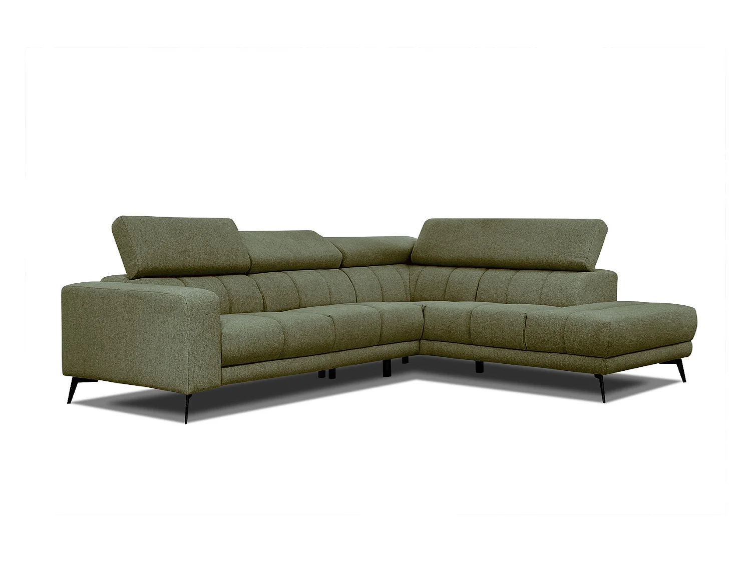 MORELLO Ecksofa 5-Sitzer rechts mit verstellbare Kopfstützen, olive