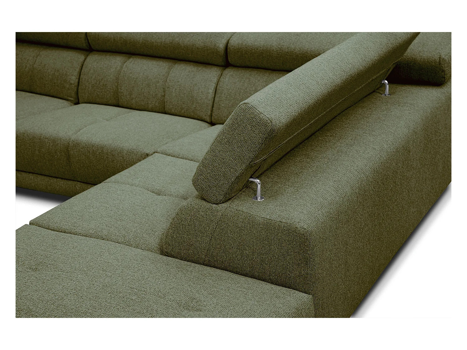 MORELLO Ecksofa 5-Sitzer rechts mit verstellbare Kopfstützen, olive