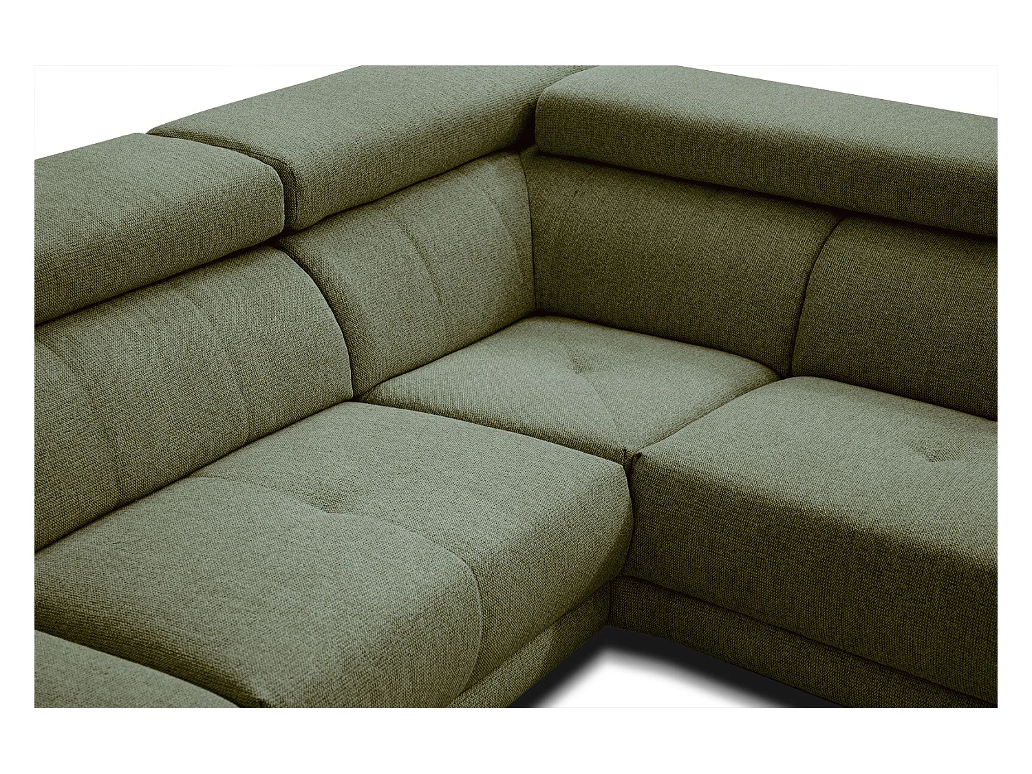 MORELLO Ecksofa 5-Sitzer rechts mit verstellbare Kopfstützen, olive