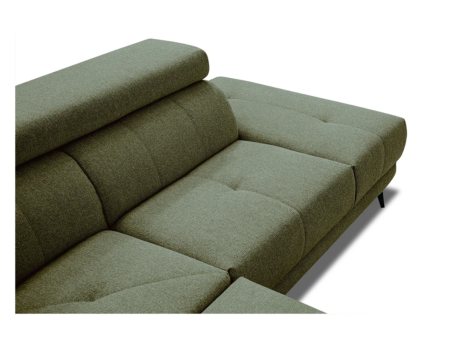 MORELLO Ecksofa 5-Sitzer rechts mit verstellbare Kopfstützen, olive