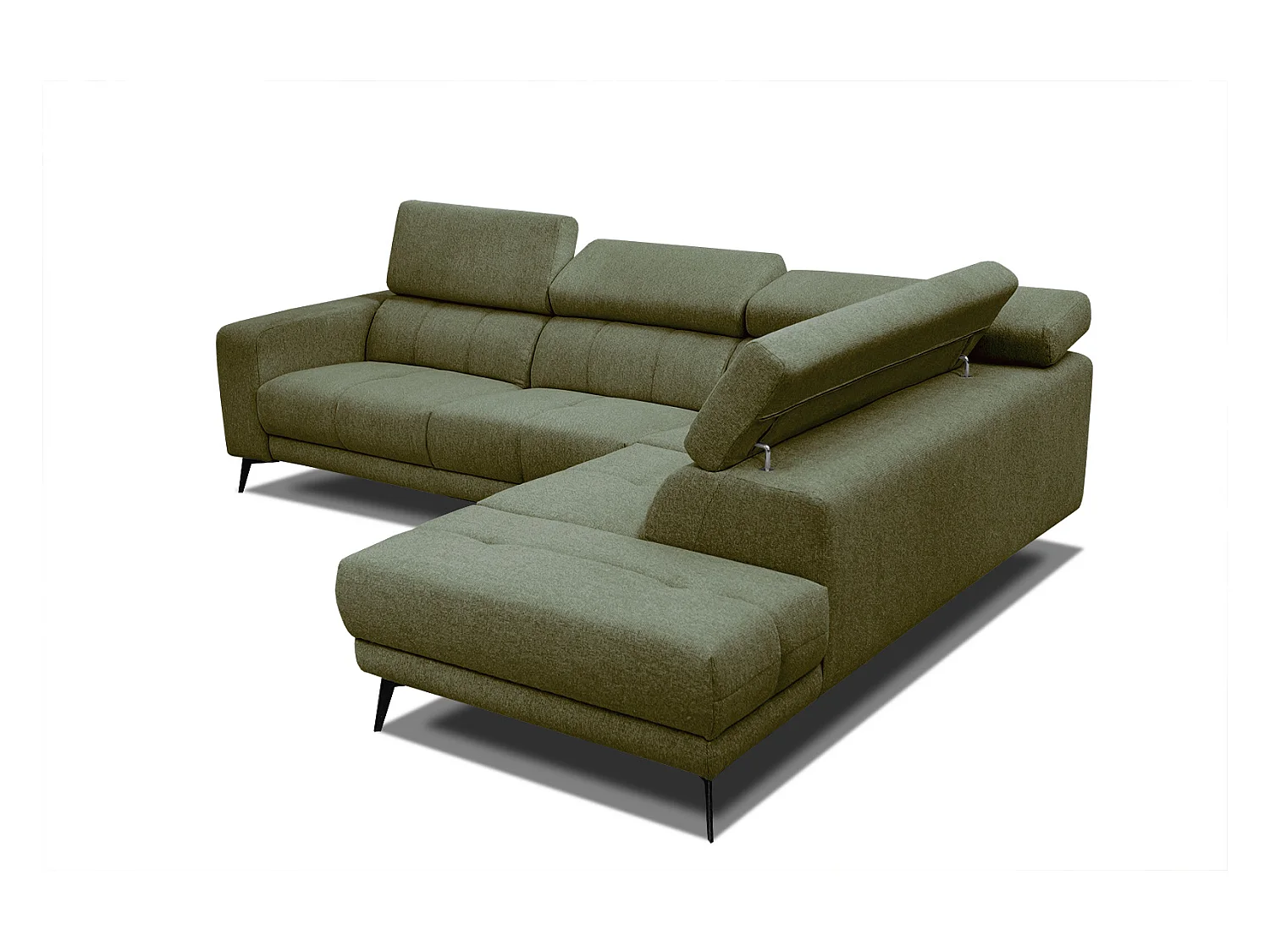 MORELLO Ecksofa 5-Sitzer rechts mit verstellbare Kopfstützen, olive