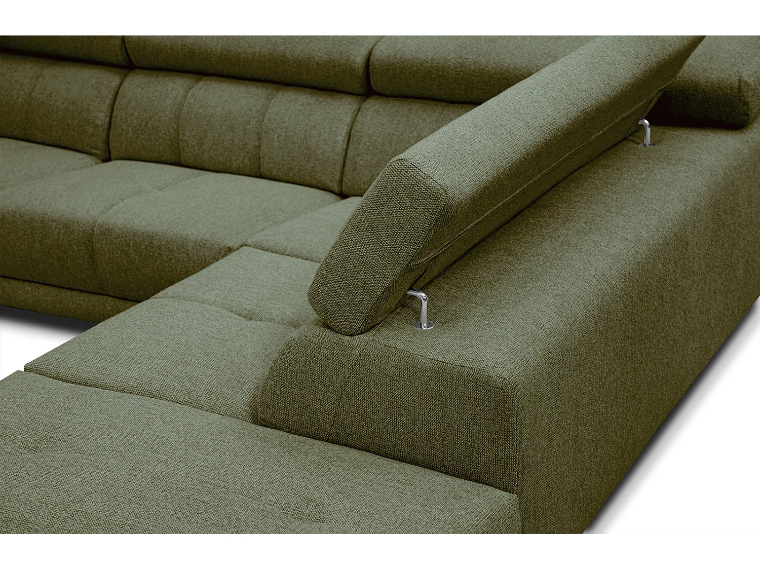 MORELLO Ecksofa 5-Sitzer rechts mit verstellbare Kopfstützen, olive