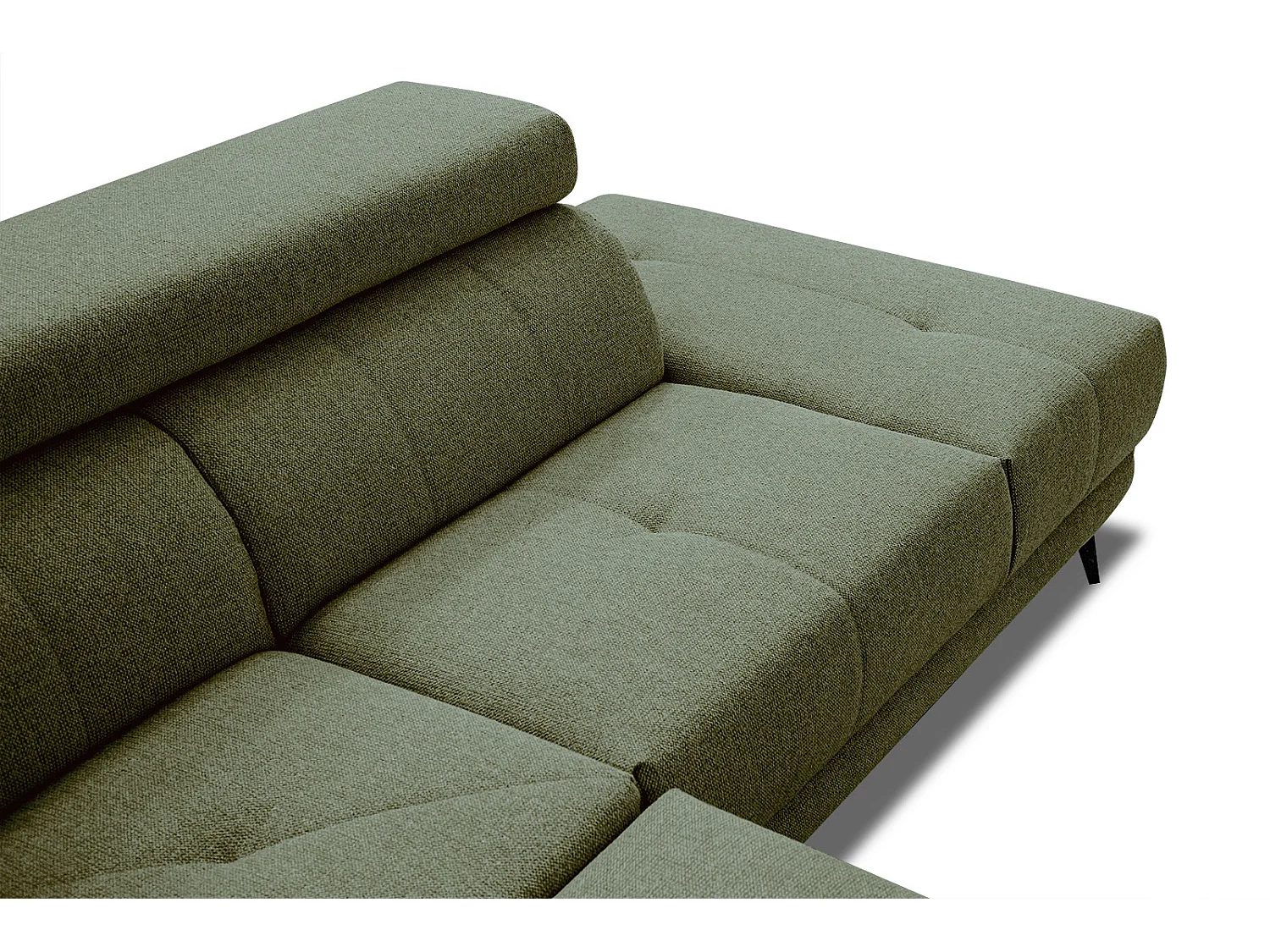 MORELLO Ecksofa 5-Sitzer rechts mit verstellbare Kopfstützen, olive