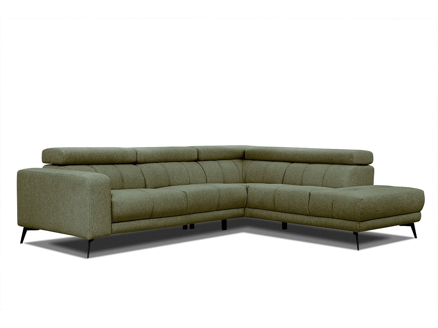 MORELLO Ecksofa 5-Sitzer rechts mit verstellbare Kopfstützen, olive