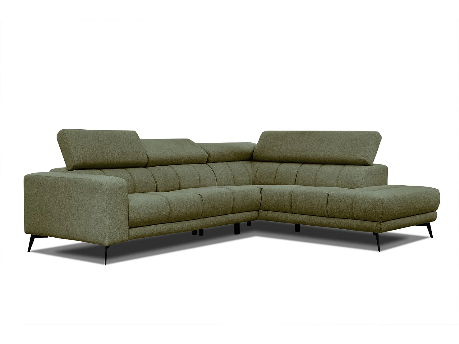 MORELLO Ecksofa 5-Sitzer rechts mit verstellbare Kopfstützen, olive