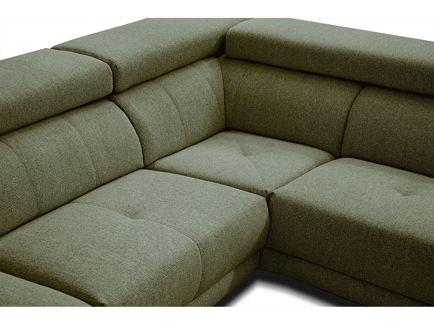 MORELLO Ecksofa 5-Sitzer rechts mit verstellbare Kopfstützen, olive