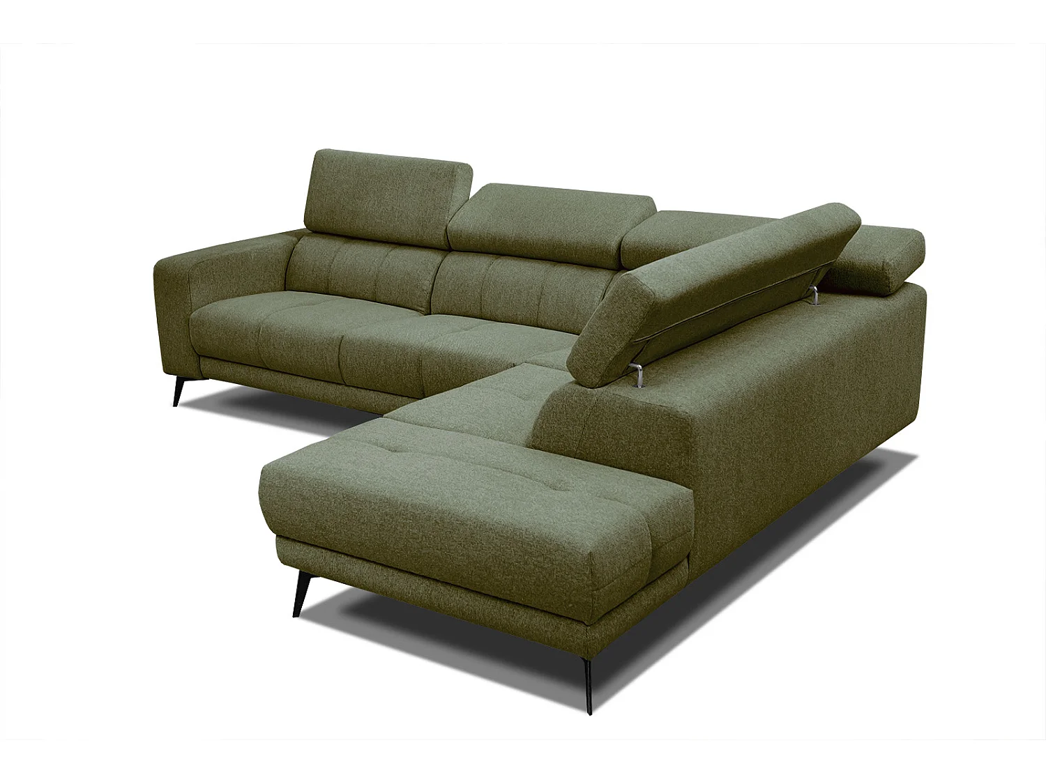 MORELLO Ecksofa 5-Sitzer rechts mit verstellbare Kopfstützen, olive