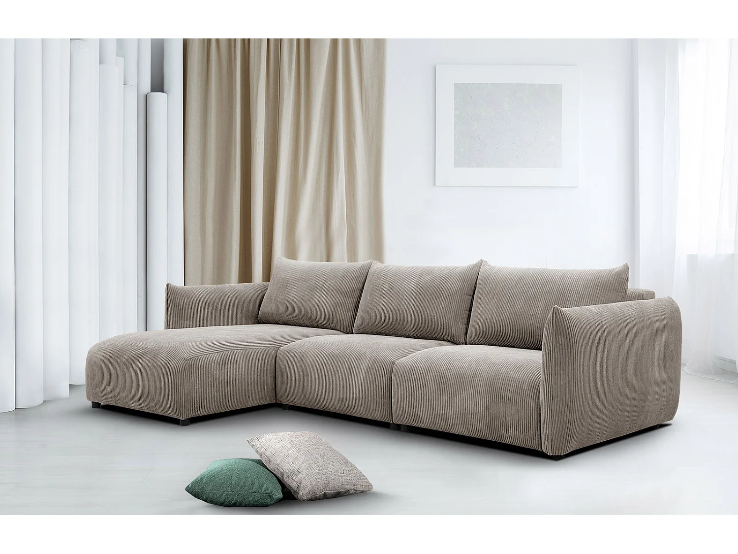 TAUER Ecksofa 5-Sitzer links, taupe