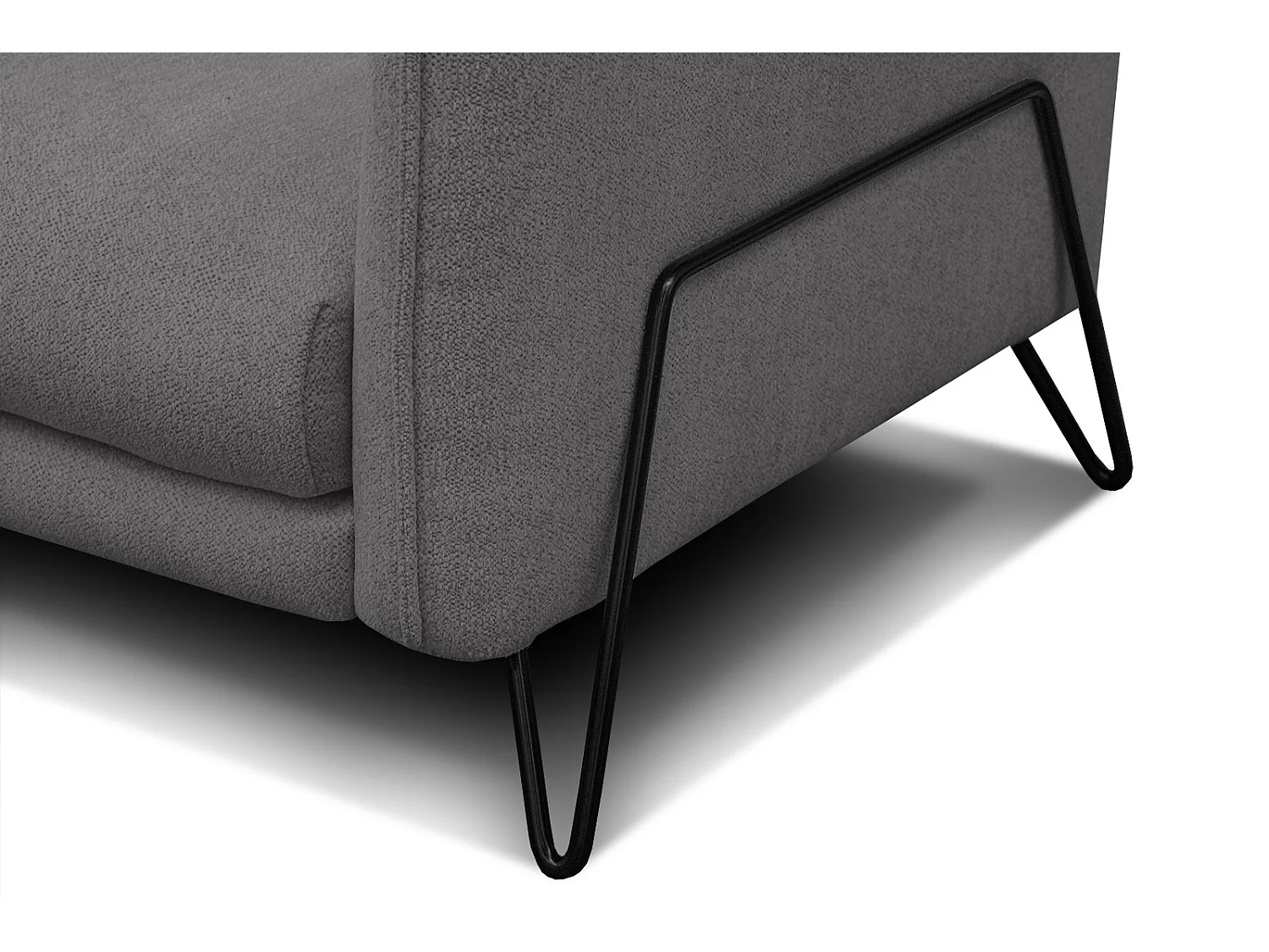 Canapé droit XXL 3 places tissu gris - HOSTEN