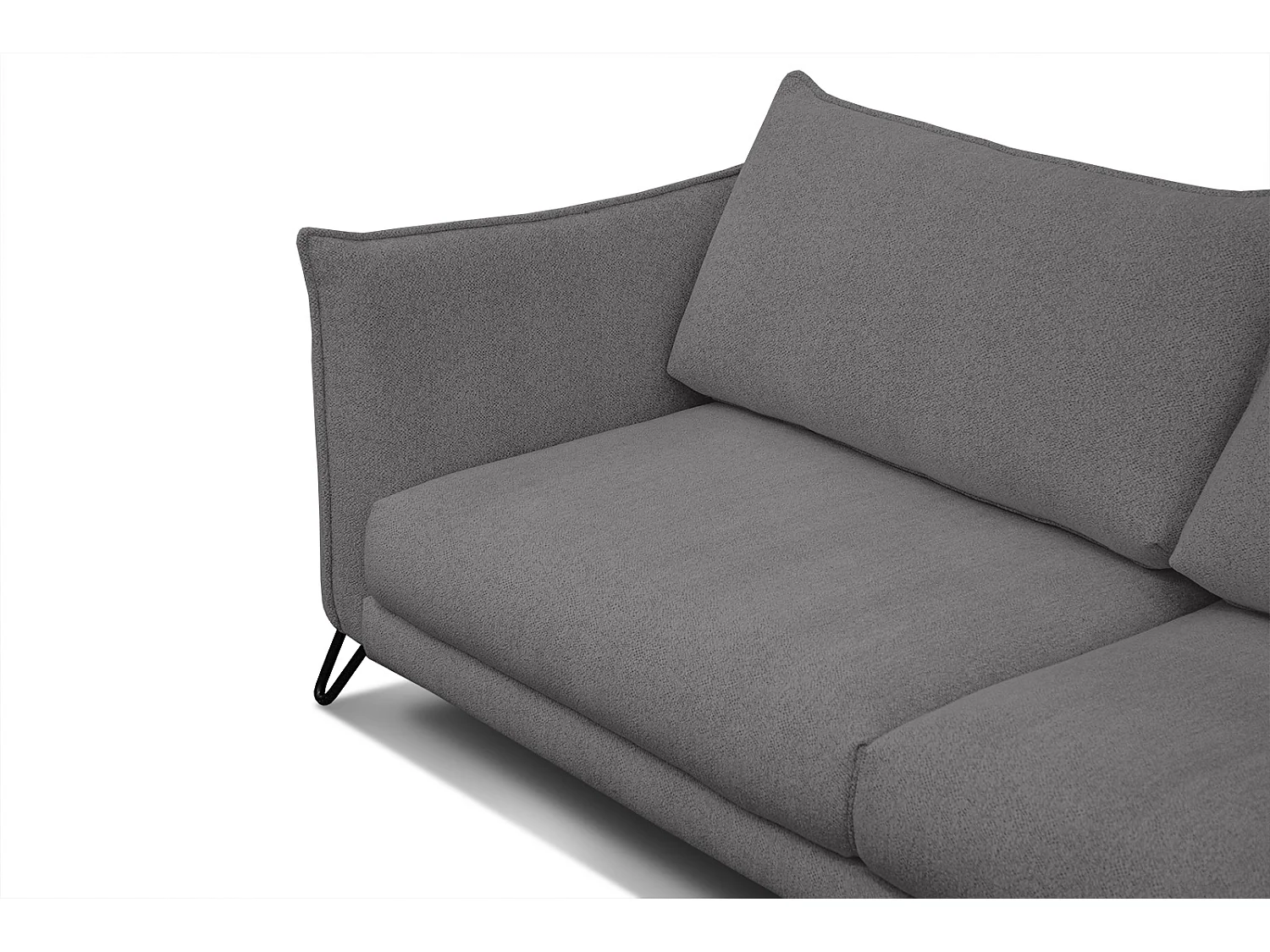 Canapé droit XXL 3 places tissu gris - HOSTEN