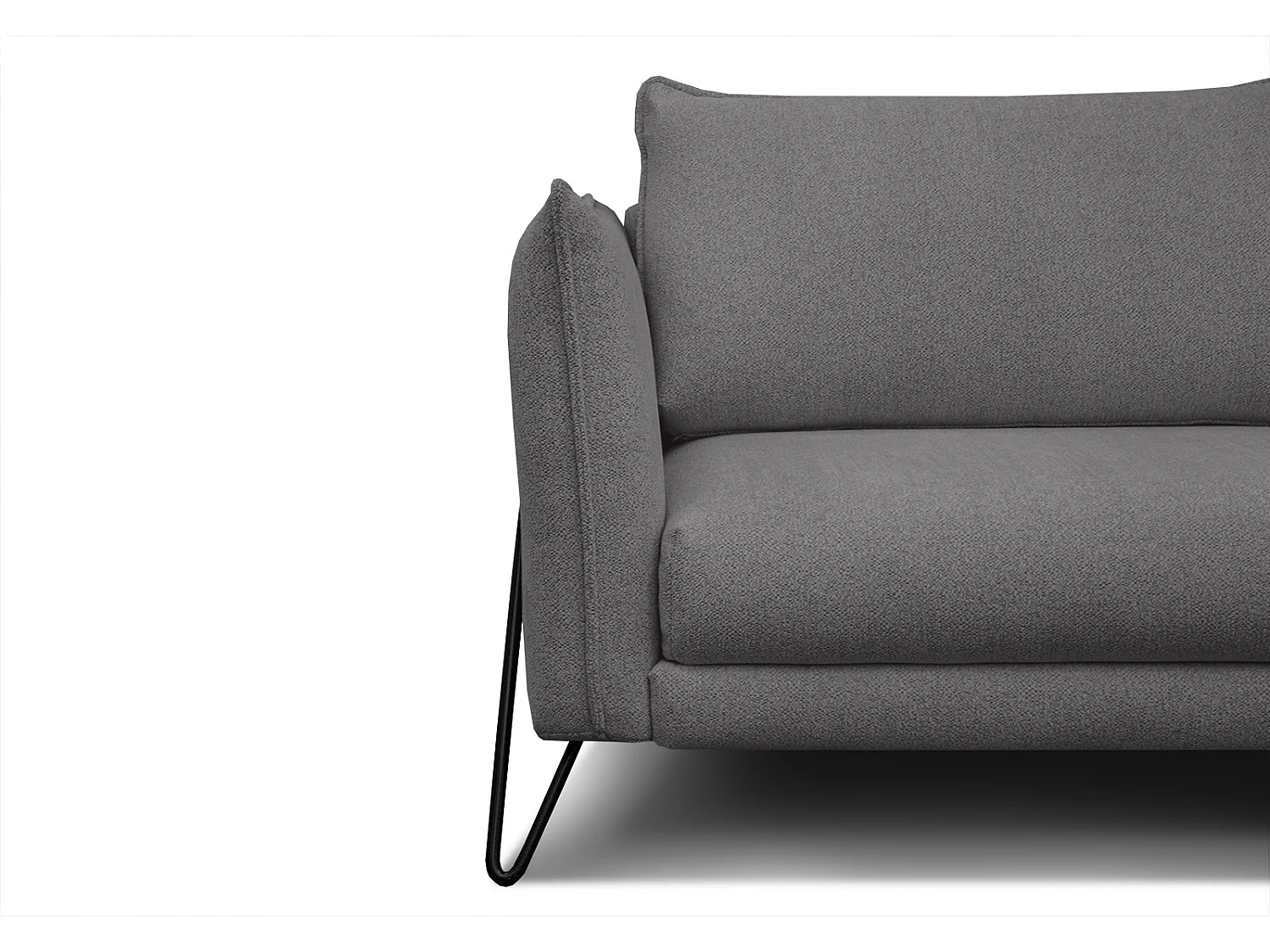 Canapé droit XXL 3 places tissu gris - HOSTEN