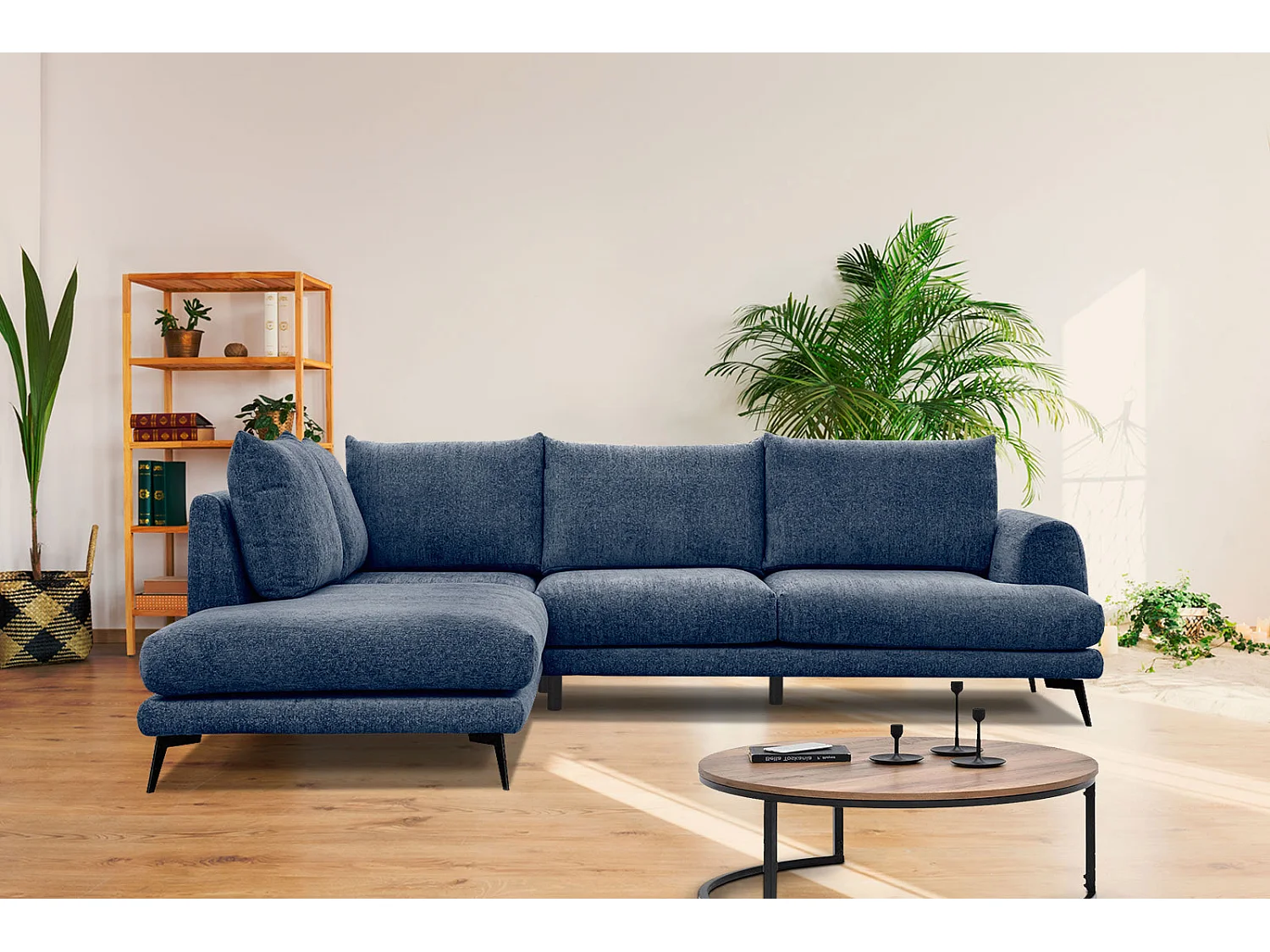 ADRIA Ecksofa 5-Sitzer links, dunkelblau